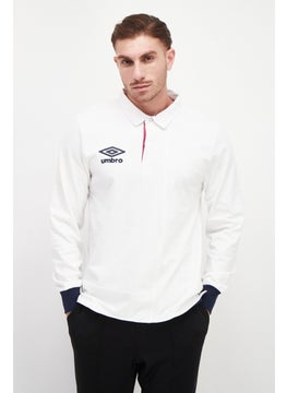 umbro Men Sportswear Fit Long Sleeves Training Polo Shirt, White Combo  - Image 1