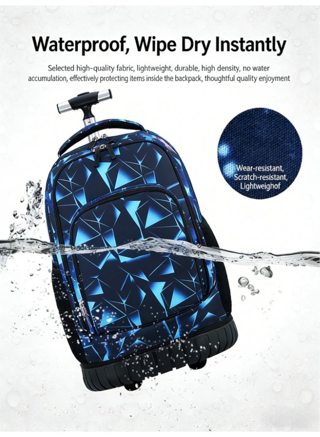 Kids Rolling Backpack, Lightweight Student Trolley Luggage with Large Capacity, Waterproof Material, Retractable Handle & Reflective Safety Strips for School Travel (Tech Cube, 1186) - Image 4