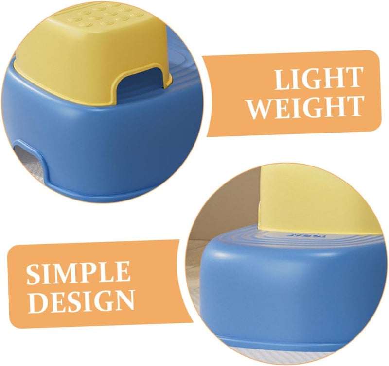 Bathroom Step Stool Non-Slip Dual-Layer Plastic Squatting Toilet Stool with Safety Footrest Blue and Yellow - Image 3