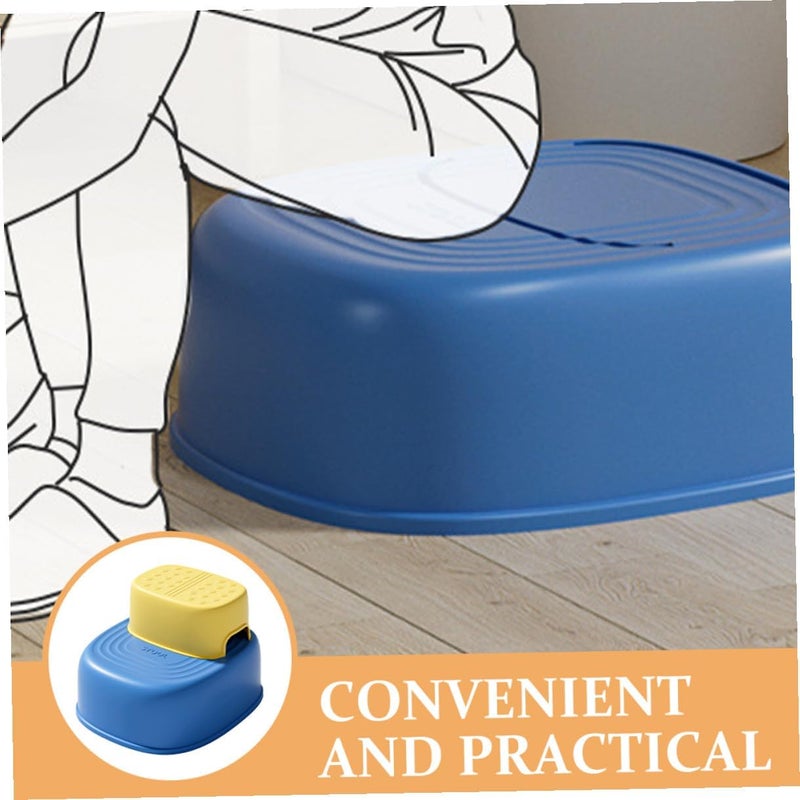 Bathroom Step Stool Non-Slip Dual-Layer Plastic Squatting Toilet Stool with Safety Footrest Blue and Yellow - Image 4