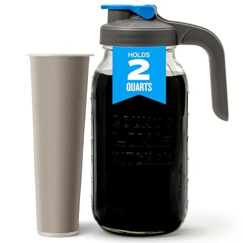 County Line Kitchen Glass Cold Brew Coffee Maker with Lid - Wide Mouth, 2 Quart (64 oz) - Heavy Duty, Leak Proof - Sun & Iced Tea Pitcher, Cold Brew Coffee, Breast Milk Storage, Water - Gray - Image 1