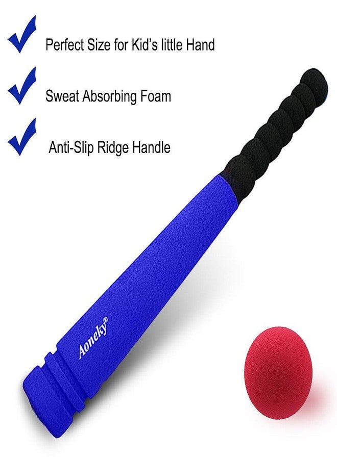 Aoneky Min Foam Baseball Bat and Ball for Toddler - Indoor Soft Super Safe T Ball Bat Toys Set for Kids Age 2 Years Old, Best Gift for Children, 16.5 inch (Blue) - Image 2