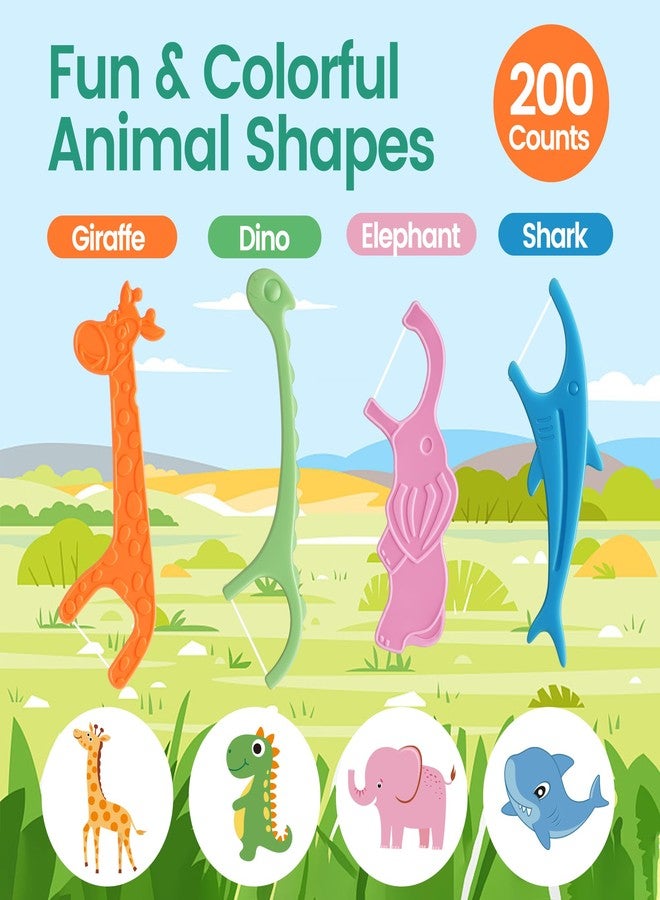 Lakeyface 200 Count Biodegradable Kids Flossers, Strawberry Flavored Eco-Friendly Plant-Based Kids Floss Picks, No Fluoride & BPA Free, Vegan Natural Dental Floss Picks for Kids - 4 Fun Animal Designs - Image 3