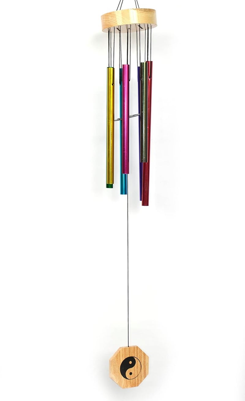 Gunendra Crafts Wood Metal Wind Chime Solid Wood and Scrub Aluminum Alloy Gold Tubes Wind Chime Large Wind Chime for Party Garden Decor Gift etc Multicolour 30 Inch - Image 2