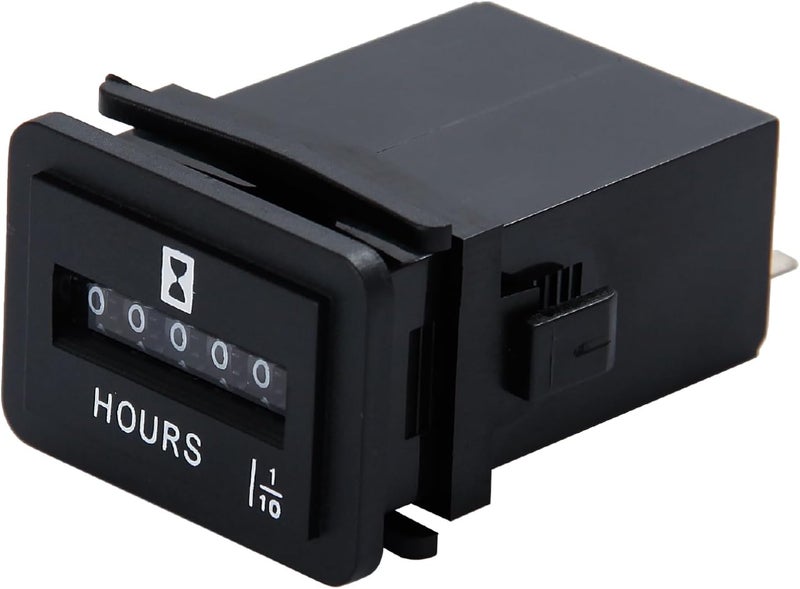 Jayron JR-HM001 Mechanical Hour Meter AC 110-250V Snap in Rectangular Hour Meter for Compressor Motorhome Generator Fork Lifts Golf Carts and Any Other Battery Powered Equipment - Image 1