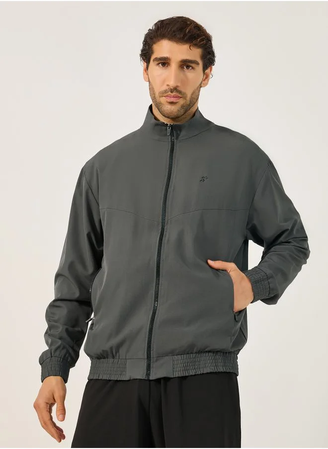 Styli Relaxed Fit High Neck Jacket with Mesh Lining