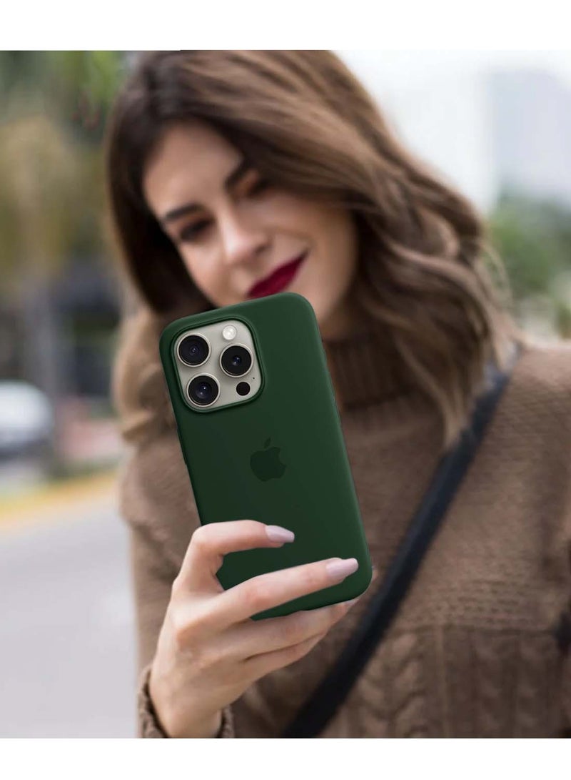 Wtech Apple iPhone 16 Pro Max 2024 Premium Soft Liquid Silicone Case Cover - Dark Green - Image 5