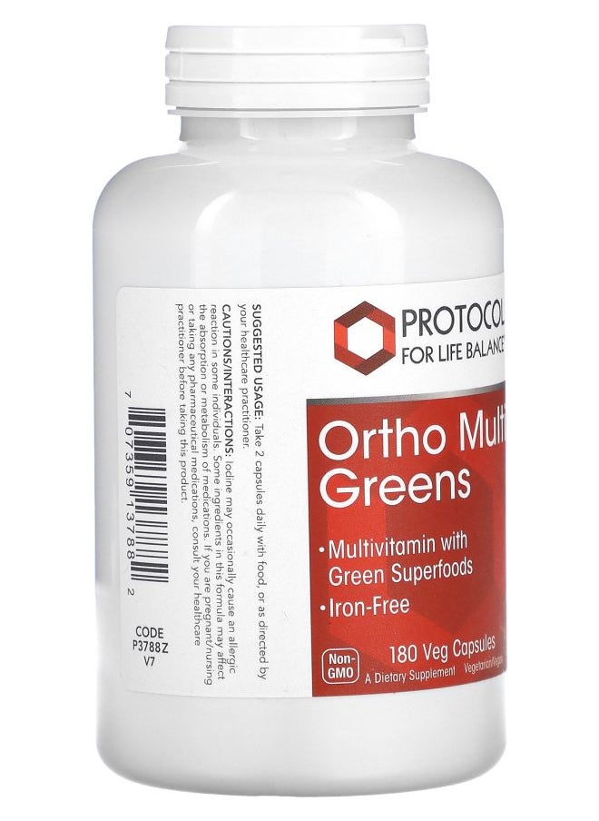 Protocol For Life Balance Ortho Multi Greens 180 Veg Capsules  - Image 2