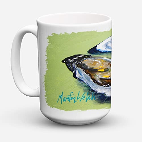 Caroline's Treasures MW1102CM15 Oysters Two Shells Dishwasher Safe Microwavable Ceramic Coffee Mug 15 ounce, 15 ounce, multicolor - Image 1