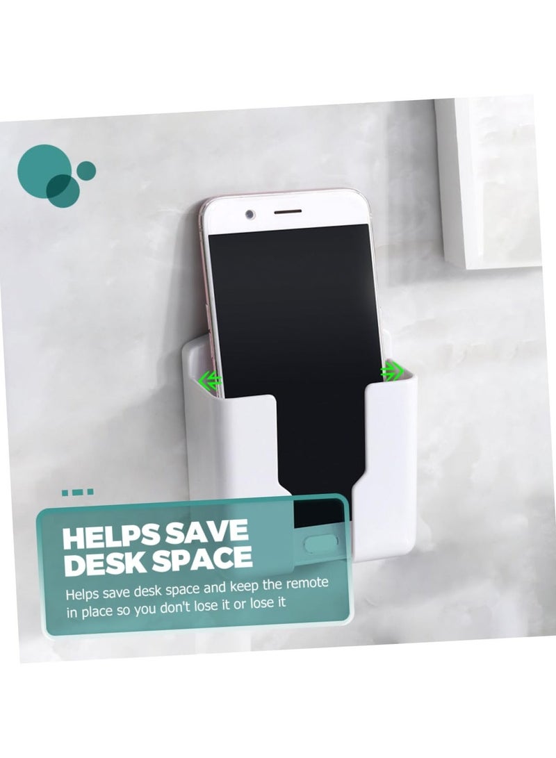 4 Pcs Wall Remote Holders, Wall Phone Holder Air Conditioner Remote Control Storage Box Headboard Wall Mount Phone Holder TV Remote Storage Box (White) - Image 2