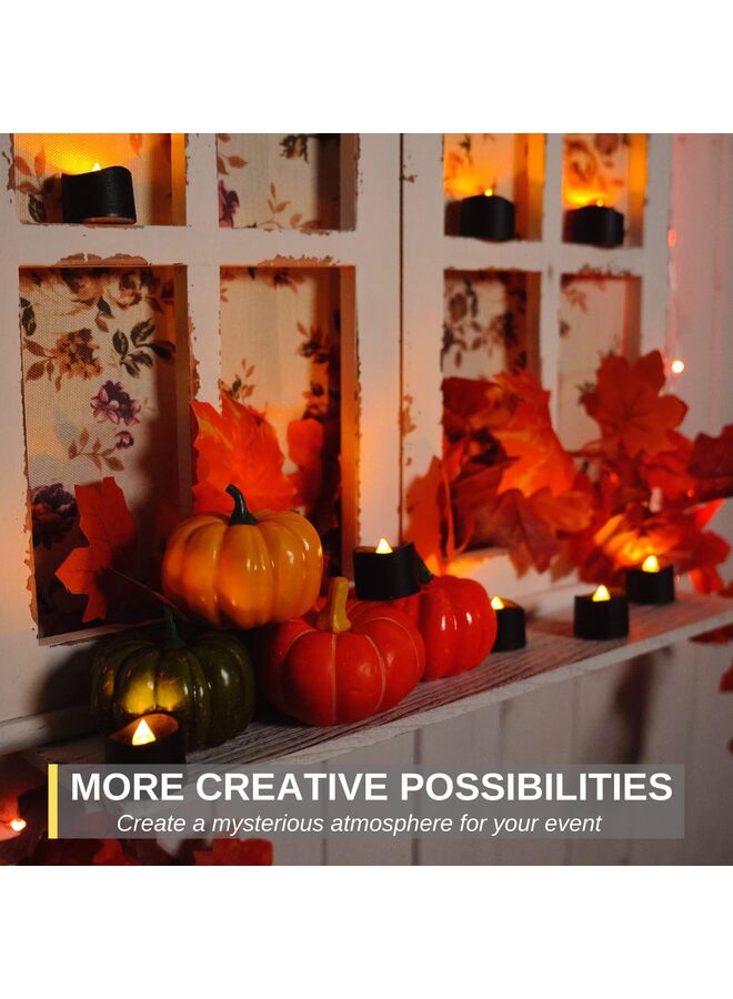 12PCS Flameless Tea Lights, 200+ Hours Black Flickering Candle for Halloween, Christmas, Holiday Decor, Theme Party, Wedding Table Decor, Proposal - Image 5