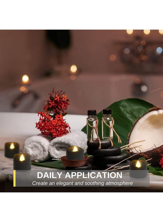 12PCS Flameless Tea Lights, 200+ Hours Black Flickering Candle for Halloween, Christmas, Holiday Decor, Theme Party, Wedding Table Decor, Proposal - Image 4