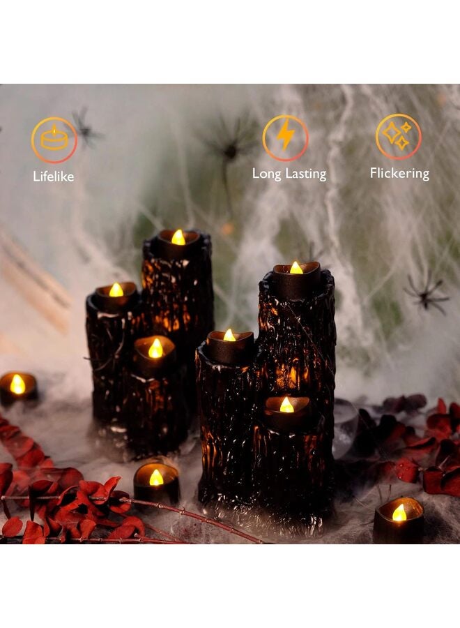 12PCS Flameless Tea Lights, 200+ Hours Black Flickering Candle for Halloween, Christmas, Holiday Decor, Theme Party, Wedding Table Decor, Proposal - Image 3