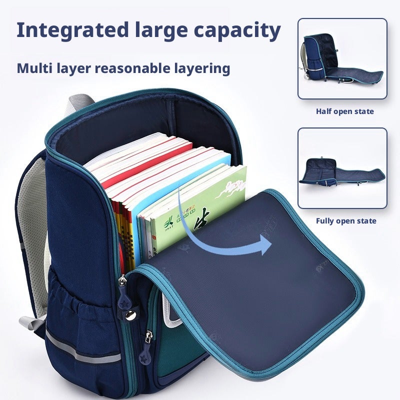 Zhimabao Kids Backpack, Large Capacity, PU, Striped - Image 4