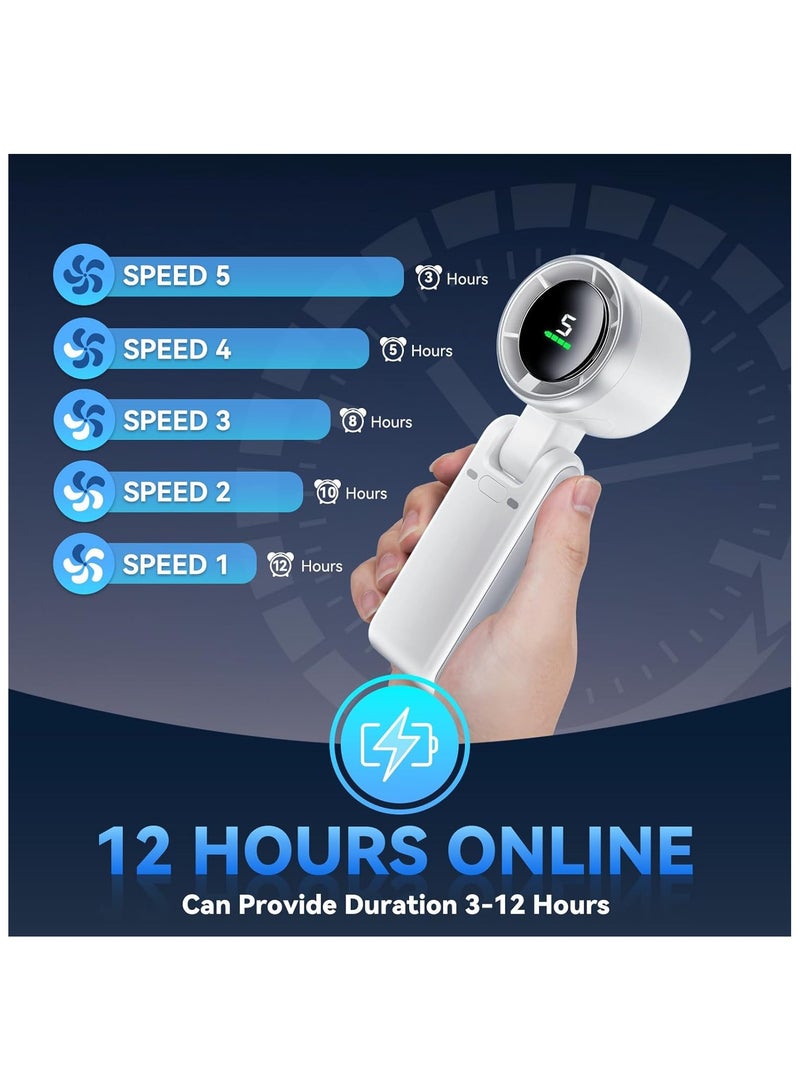 MORTICO Portable Handheld Turbo Fan, 5 Gear Wind, Battery Operated, Up to 12 Working Hours, 3 IN 1 Hand Fan with Air Turbo Tech Cooling Fan for Outdoor Activities, Travel, Beach (White) - Image 3