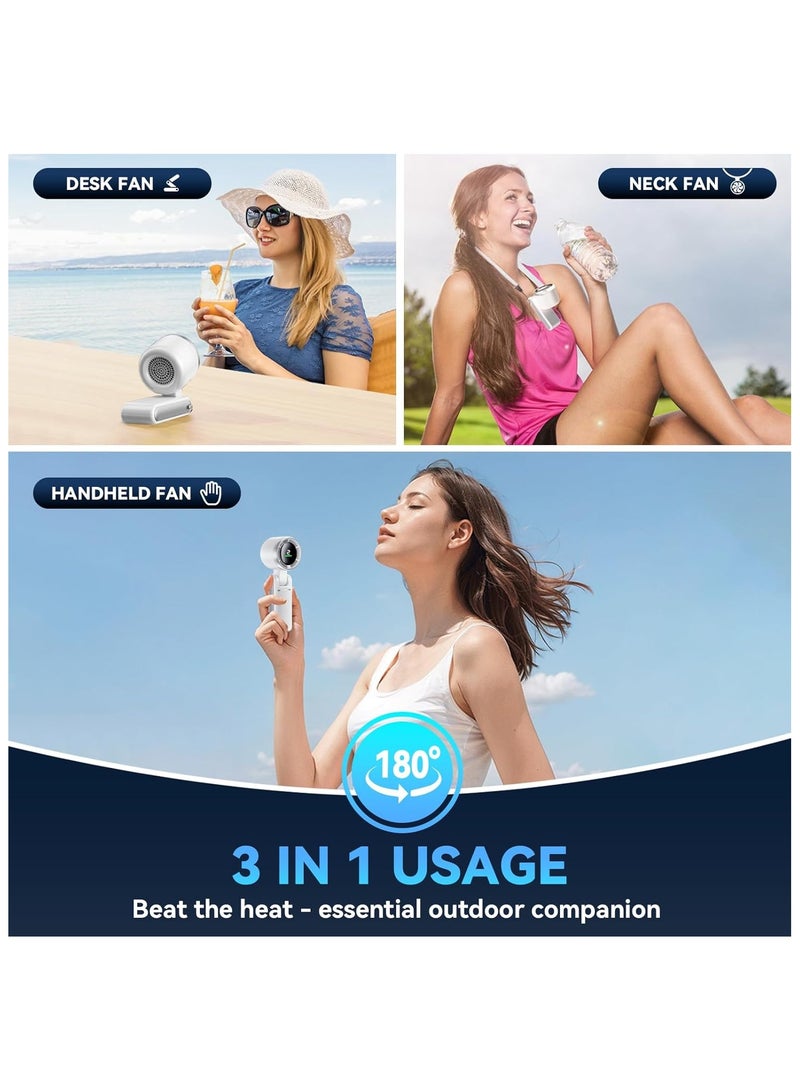 MORTICO Portable Handheld Turbo Fan, 5 Gear Wind, Battery Operated, Up to 12 Working Hours, 3 IN 1 Hand Fan with Air Turbo Tech Cooling Fan for Outdoor Activities, Travel, Beach (White) - Image 4
