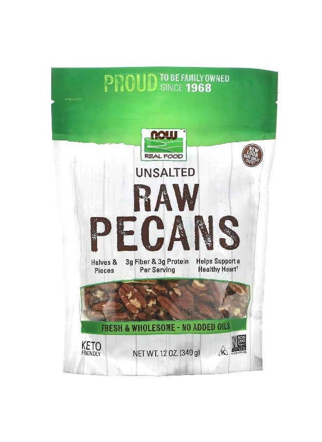 Now Foods NOW Foods, Real Food, Raw Pecans, Unsalted, 12 oz (340 g)  - Image 1