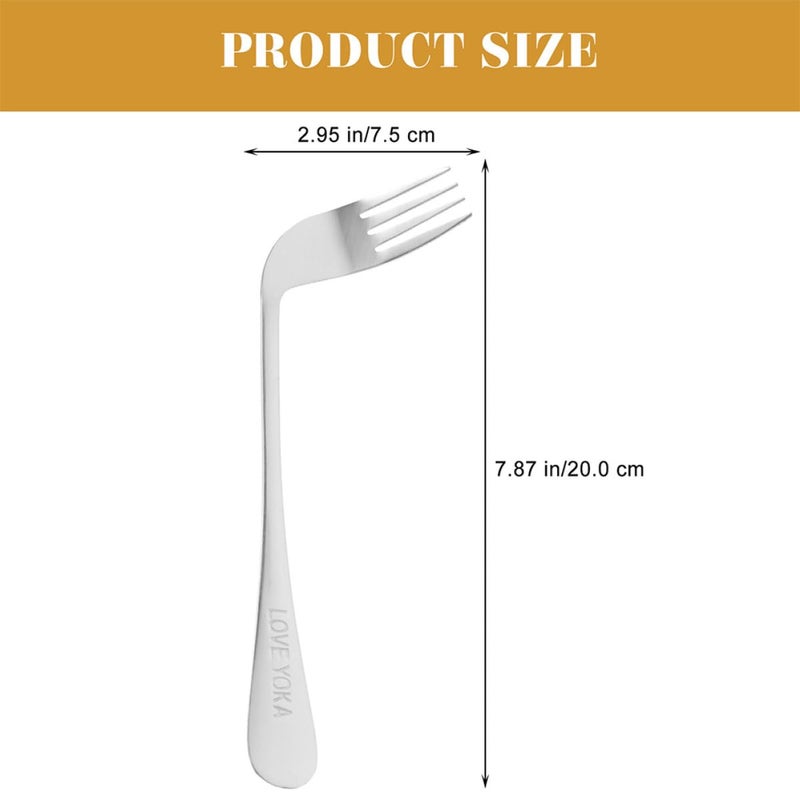 Ergonomic Angled Feeding Forks Set 2pcs Stainless Steel for Elderly Assisted Eating - Image 3