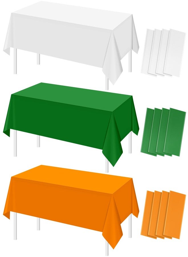 MASHAN 12 Pack St Patricks Tablecloth, Disposable Plastic Table Cloth Orange White Green Rectangle Table Covers for Irish St Patrick's Day Party Decorations and Supplies,54 * 108inch - Image 1