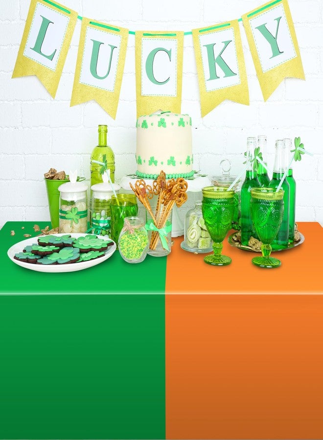 MASHAN 12 Pack St Patricks Tablecloth, Disposable Plastic Table Cloth Orange White Green Rectangle Table Covers for Irish St Patrick's Day Party Decorations and Supplies,54 * 108inch - Image 5