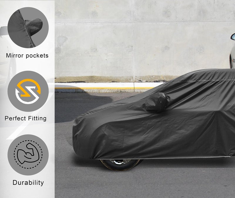 Auto Hub Car Cover Compatible with Maruti Dzire (Model : 2024-Till Date) with Mirror Pocket, Dustproof, Heat Resistant, Triple Stitched, Dzire Car Cover- Grey - Image 5