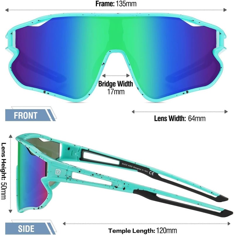 DUCO Kids Sunglasses Polarized UV Protection 400 - Kids Sports Sunglasses Boys with Lightweight TR90 Frame - Youth Baseball and Cycling Sun Glasses for Boys & Girls - DK268 - Image 3
