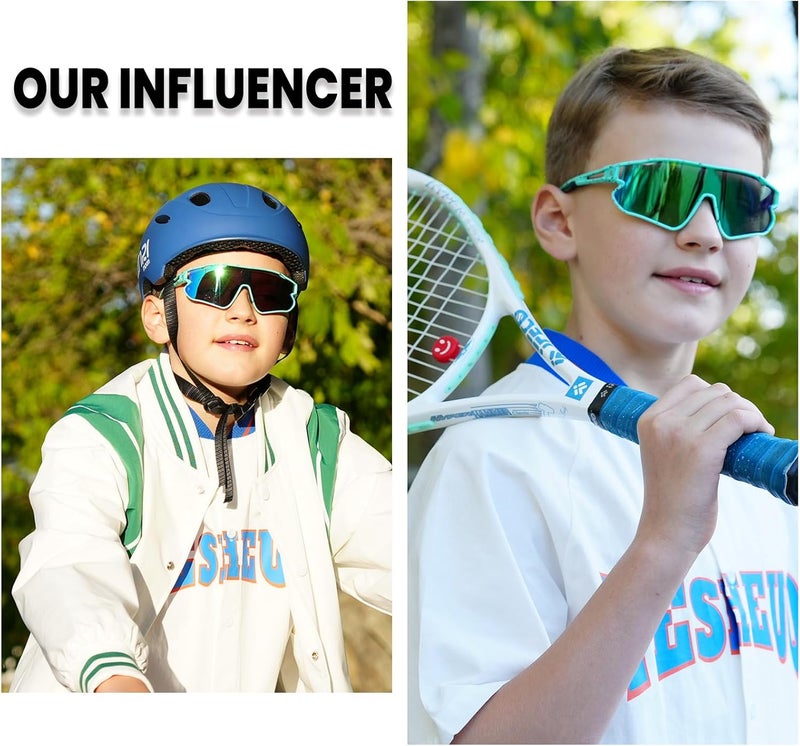 DUCO Kids Sunglasses Polarized UV Protection 400 - Kids Sports Sunglasses Boys with Lightweight TR90 Frame - Youth Baseball and Cycling Sun Glasses for Boys & Girls - DK268 - Image 2