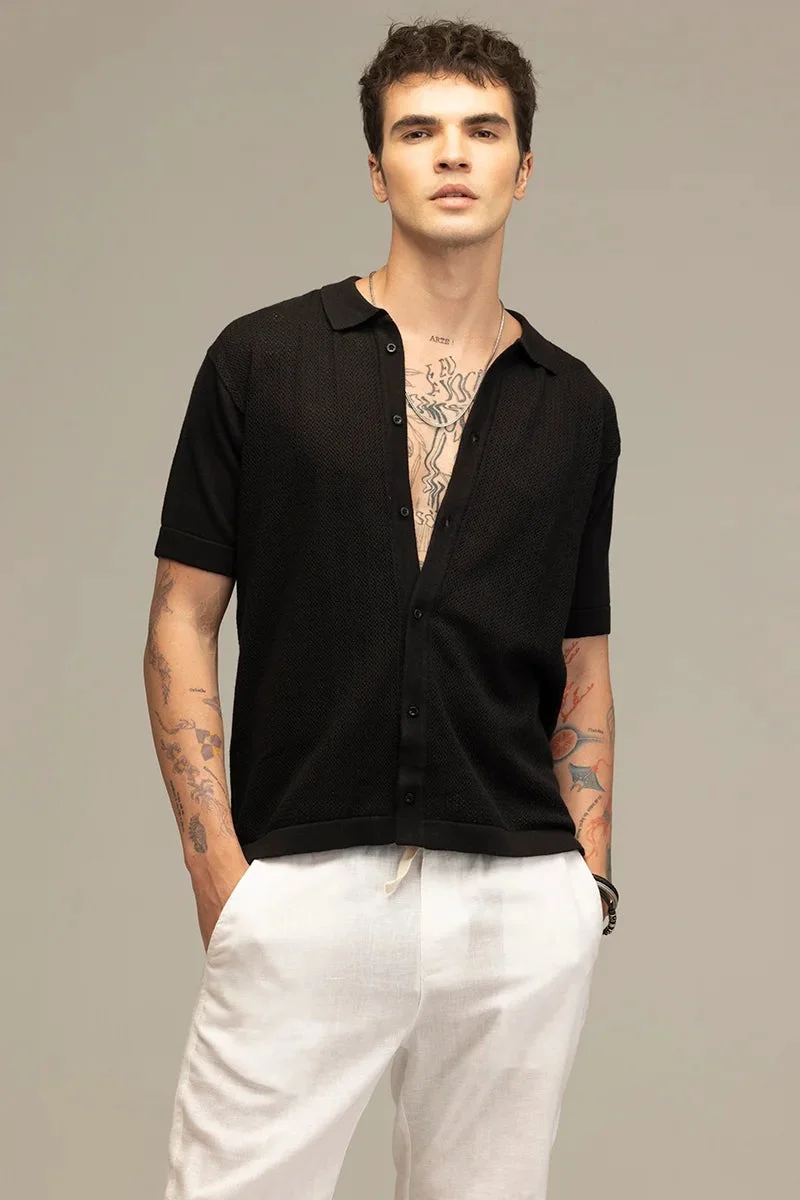 SNITCH TerraKnit Knitted Crochet Black Shirt