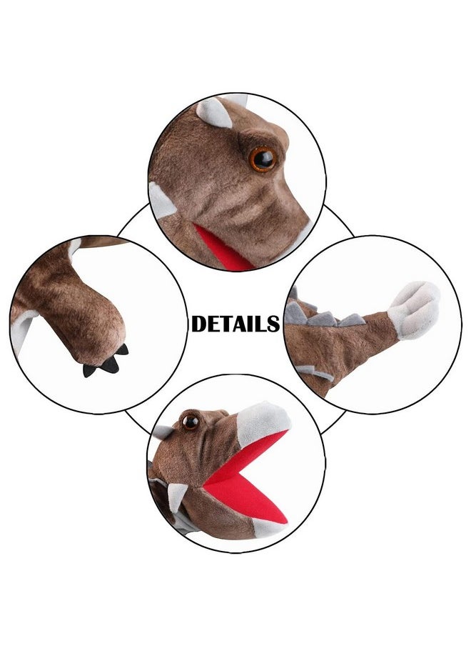 STORE 2508 - Store2508 Plush Dinosaur Hand Puppets, Soft Dinosaur Toy Stuffed Puppets Gifts for Kids (Brown) - Image 1
