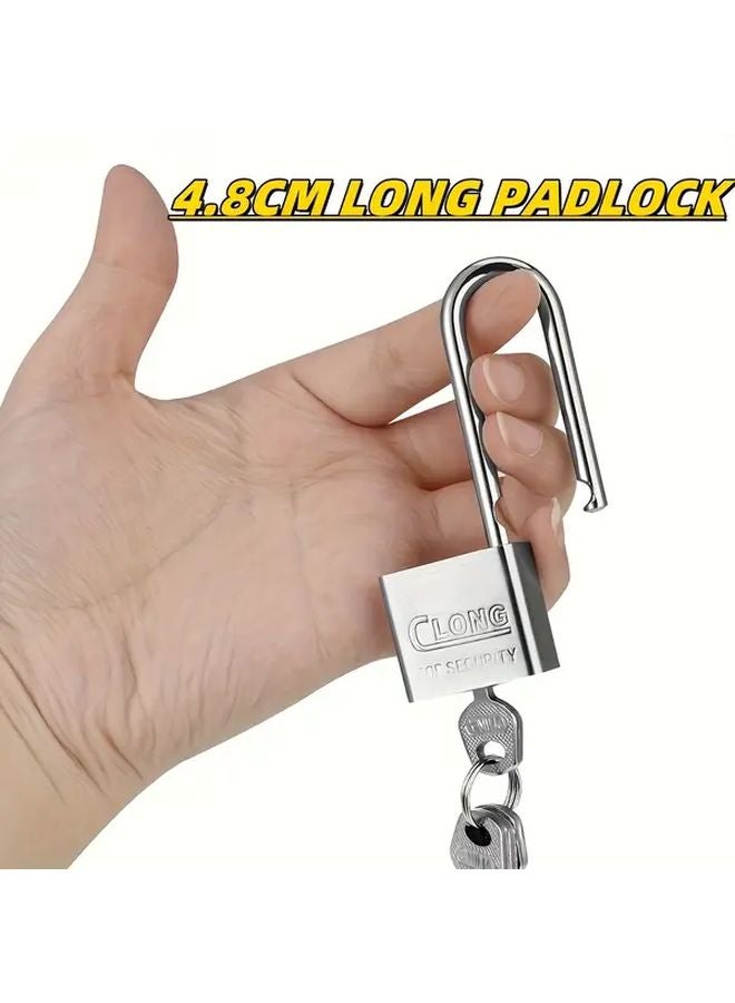 1pc Heavy Duty Long Shackle Padlock with Key Durable Electroplated Finish for Sheds Gym Lockers Fences Garages - Image 2