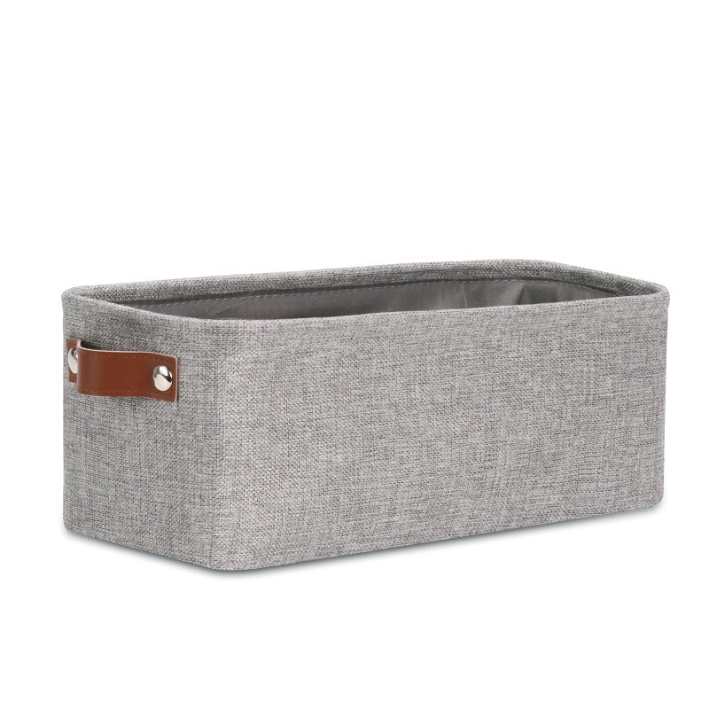 Dullemelo Fabric Bathroom Storage Bin With Leather Handles  Narrow Organizer For Towels  Toilet Paper Rolls  Storage Basket For Back Of Toilet  Vanities  Shelves & Cabinets (Gray) - Image 1