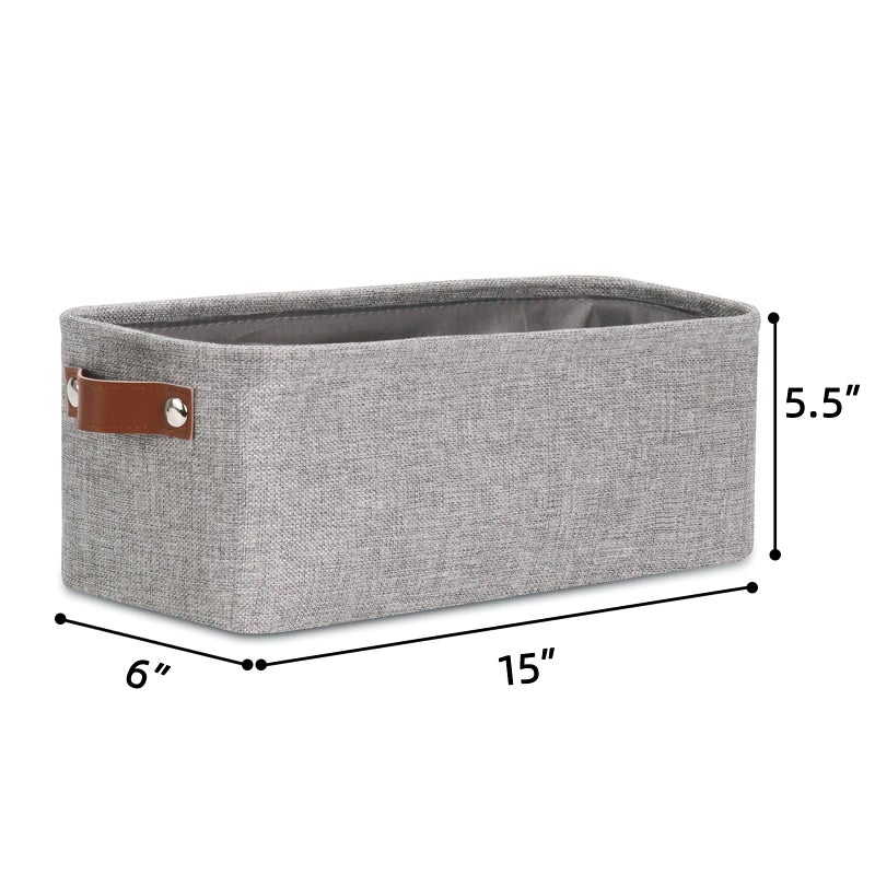 Dullemelo Fabric Bathroom Storage Bin With Leather Handles  Narrow Organizer For Towels  Toilet Paper Rolls  Storage Basket For Back Of Toilet  Vanities  Shelves & Cabinets (Gray) - Image 2