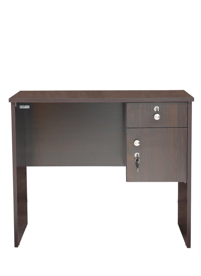 AFT - Modern 18mm MDF Office Desk & Study Table with Lockable Drawer and Cabinet – Compact Design for Home Office, Kids’ Room, or Study Area – Secure Storage with Sleek Finish. Wangi Brown (Arfan) - Image 1