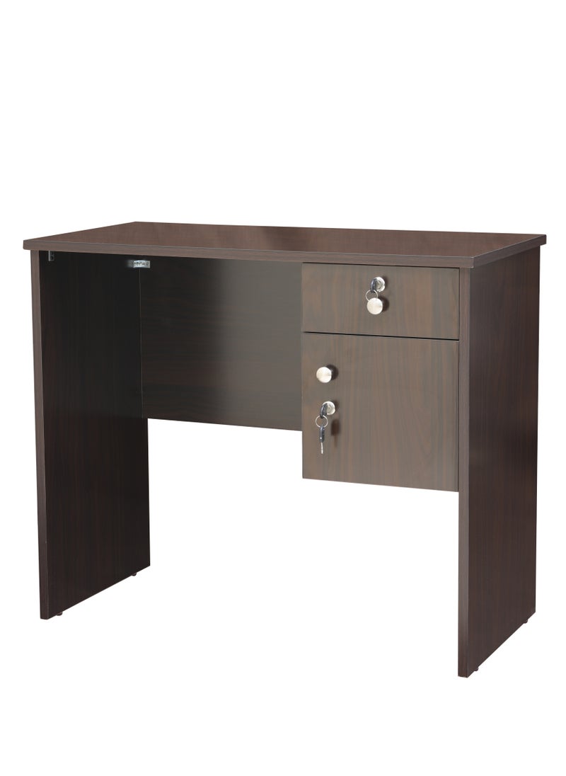 AFT - Modern 18mm MDF Office Desk & Study Table with Lockable Drawer and Cabinet – Compact Design for Home Office, Kids’ Room, or Study Area – Secure Storage with Sleek Finish. Wangi Brown (Arfan) - Image 1