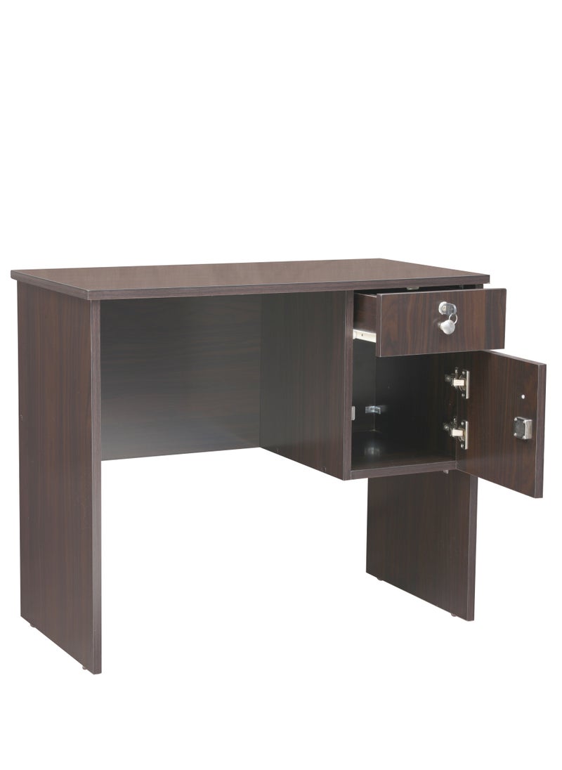 AFT - Modern 18mm MDF Office Desk & Study Table with Lockable Drawer and Cabinet – Compact Design for Home Office, Kids’ Room, or Study Area – Secure Storage with Sleek Finish. Wangi Brown (Arfan) - Image 1