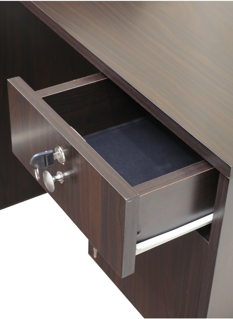 AFT - Modern 18mm MDF Office Desk & Study Table with Lockable Drawer and Cabinet – Compact Design for Home Office, Kids’ Room, or Study Area – Secure Storage with Sleek Finish. Wangi Brown (Arfan) - Image 1