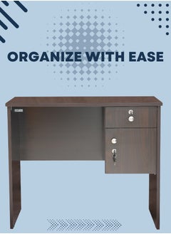 AFT Modern 18mm MDF Office Desk & Study Table with Lockable Drawer and Cabinet – Compact Design for Home Office, Kids’ Room, or Study Area – Secure Storage with Sleek Finish. Wangi Brown (Arfan)  - Image 3
