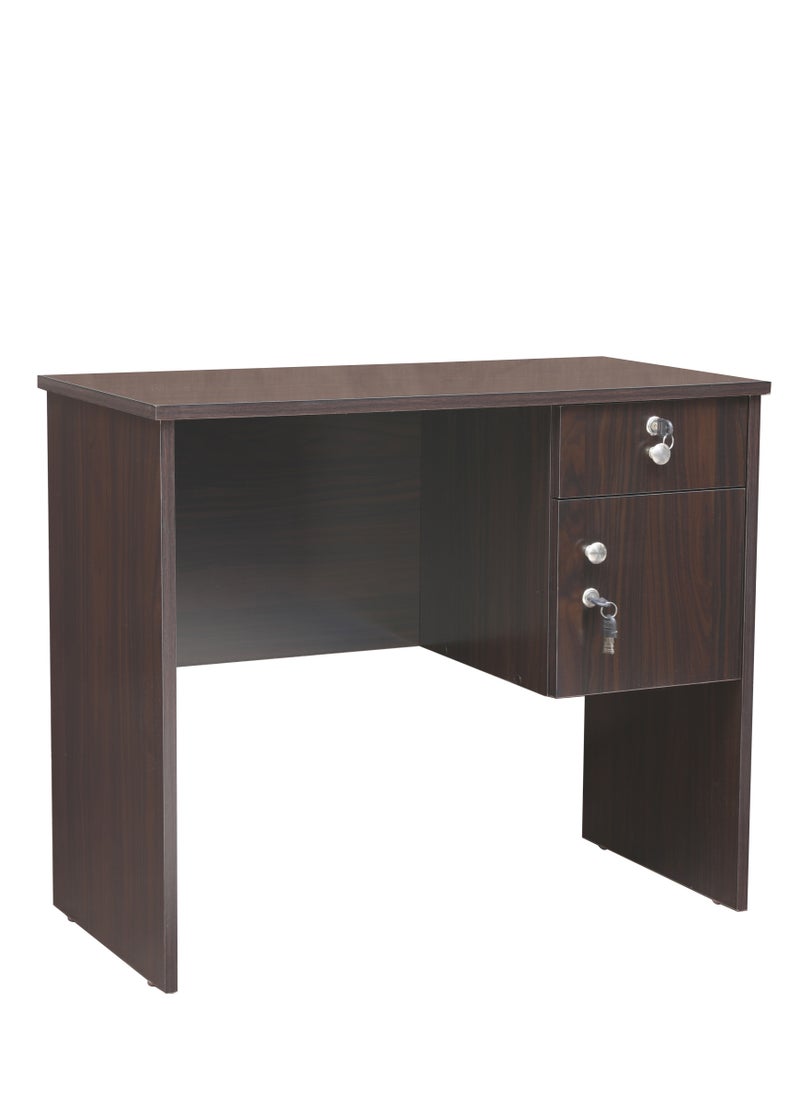 AFT - Modern 18mm MDF Office Desk & Study Table with Lockable Drawer and Cabinet – Compact Design for Home Office, Kids’ Room, or Study Area – Secure Storage with Sleek Finish. Wangi Brown (Arfan) - Image 1