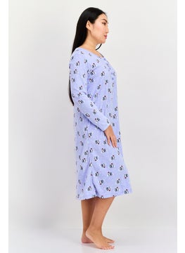 Carole Hochman Women Penguin Print Full Sleeves Sleepwear Dress, Light Purple  - Image 4
