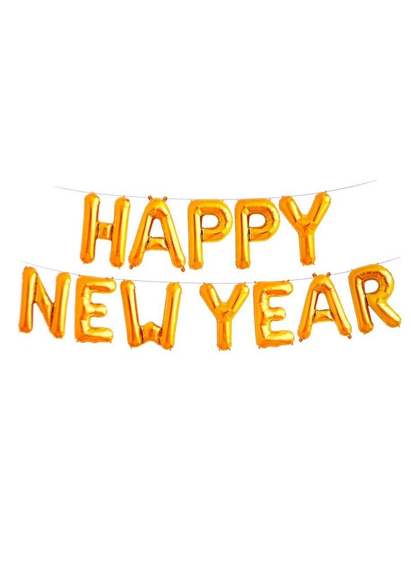 بارتي فن طقم بالون سنة جديدة سعيدة 12 قطعة من الحروف الذهبية - Image 1