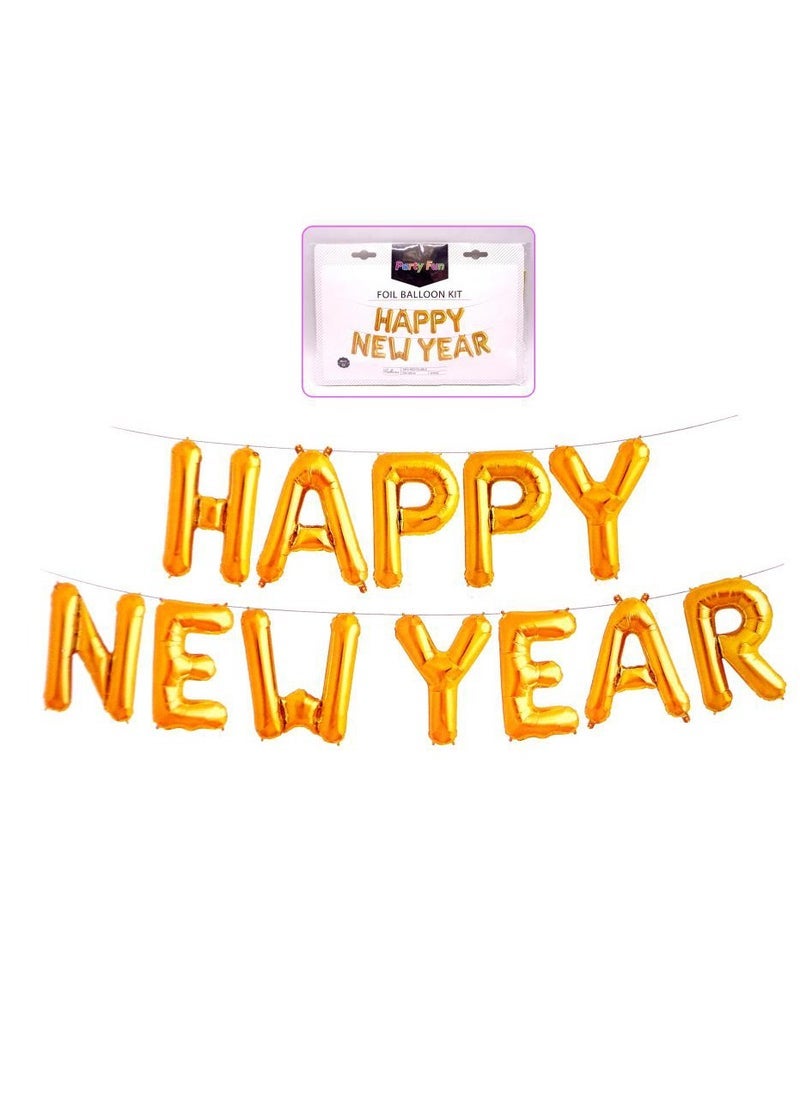 بارتي فن طقم بالون سنة جديدة سعيدة 12 قطعة من الحروف الذهبية - Image 2