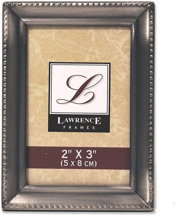 LAWRENCE 11523 ANTIQUE PEWTER 2X3 PICTURE FRAME BEADED EDGE DESIGN