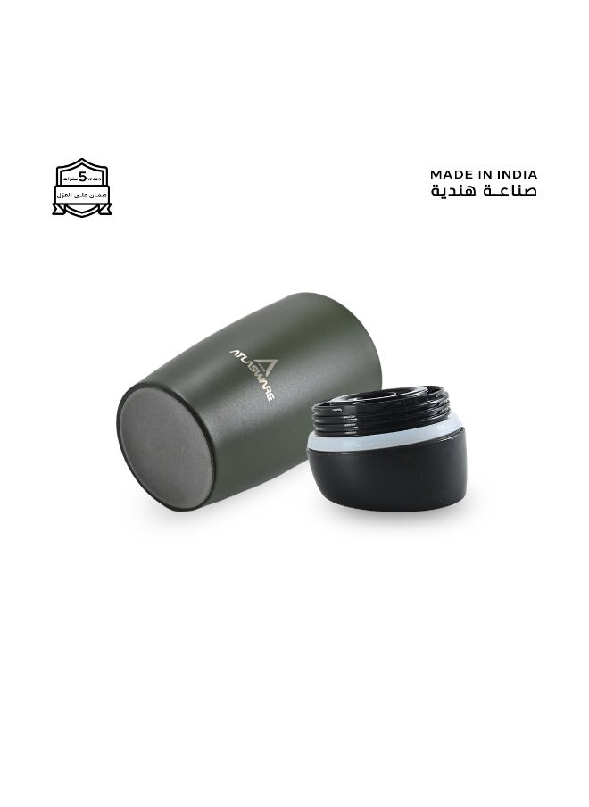 Atlasware A cup (mug) suitable for all drinks, with a capacity of 300ml. It keeps cold for 12 hours and hot for 6 hours, Army Green  - Image 4