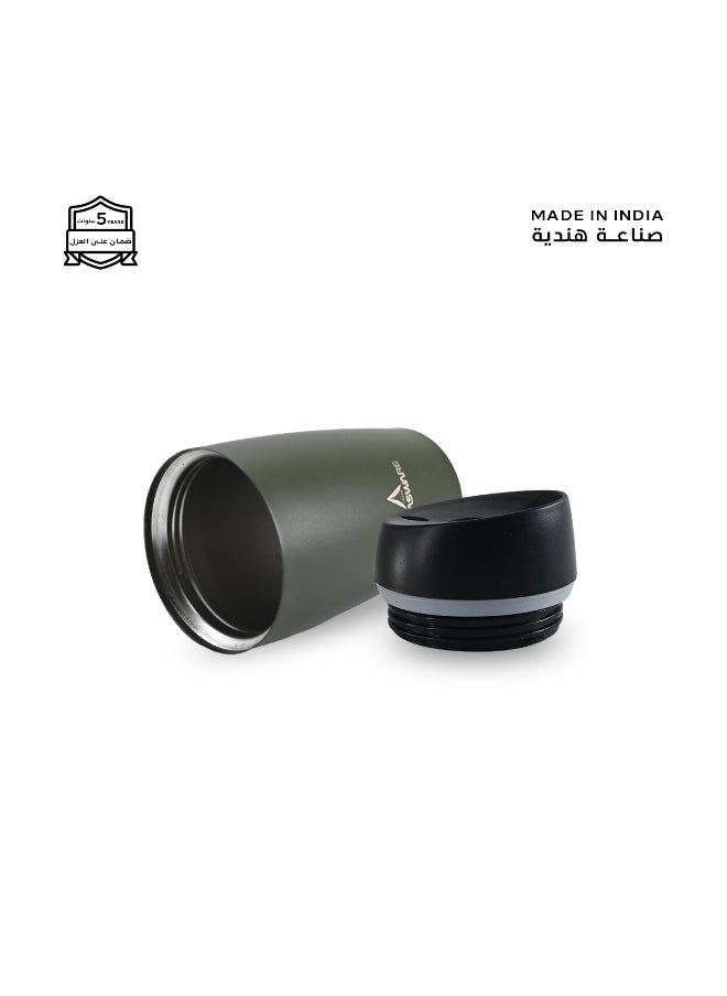 Atlasware A cup (mug) suitable for all drinks, with a capacity of 300ml. It keeps cold for 12 hours and hot for 6 hours, Army Green  - Image 3