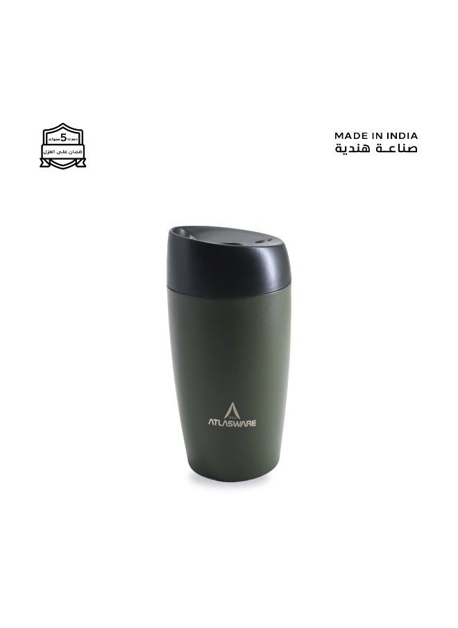 Atlasware A cup (mug) suitable for all drinks, with a capacity of 300ml. It keeps cold for 12 hours and hot for 6 hours, Army Green  - Image 1