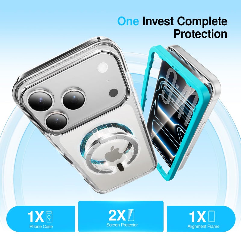 SMARTDEVIL Magnetic MagSafe Case for iPhone 17 Pro Max, Strong Magnetic Clear Shockproof Cover with 2 Screen Protectors, Ultra-Slim Anti-Yellowing Phone Case-Black - Image 2