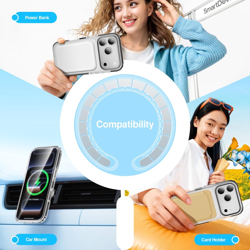 SMARTDEVIL Magnetic MagSafe Case for iPhone 17 Pro Max, Strong Magnetic Clear Shockproof Cover with 2 Screen Protectors, Ultra-Slim Anti-Yellowing Phone Case-Black - Image 4