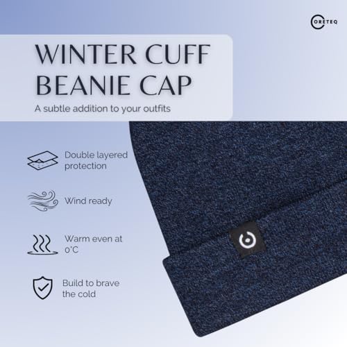 Coreteq Woolen Beanie Winter Cap for Men & Women Cuff Melange Cap - Soft, Cozy & Warm - Stylish Woollen Winter Wear Cap - Acrylic, FS, Charcoal Grey - Image 3