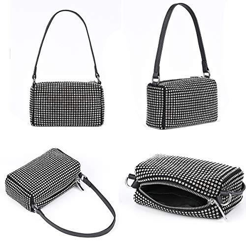 Valleycomfy Bling Bling Crystals Evening Clutch Bag for Women Girls Sparkling Crossbody Bag Wedding Prom Party Club Purses Handbags Black&white Diamonds - Image 4