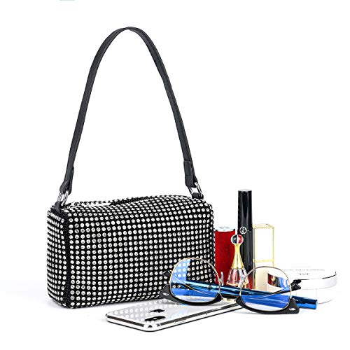 Valleycomfy Bling Bling Crystals Evening Clutch Bag for Women Girls Sparkling Crossbody Bag Wedding Prom Party Club Purses Handbags Black&white Diamonds - Image 2
